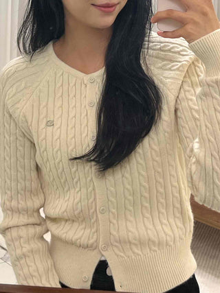 Soft Cable Button Knit Cardigan