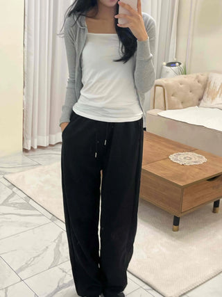 Slim Fit Ribbed Crop Zip-Up Hoodie