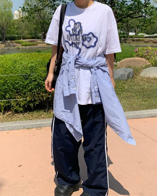 Ciel Lettering Floral Print Short Sleeve T-shirt
