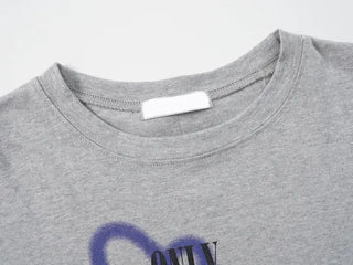 Ciel Lettering Floral Print Short Sleeve T-shirt