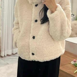 Soft Fleece Stand Collar Shearling Jacket