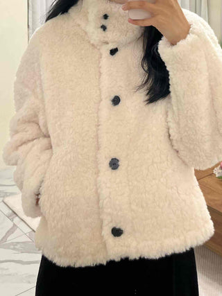 Soft Fleece Stand Collar Shearling Jacket