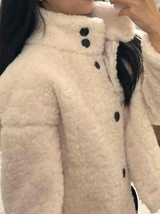 Soft Fleece Stand Collar Shearling Jacket