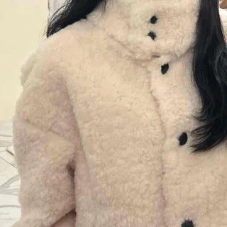 Soft Fleece Stand Collar Shearling Jacket