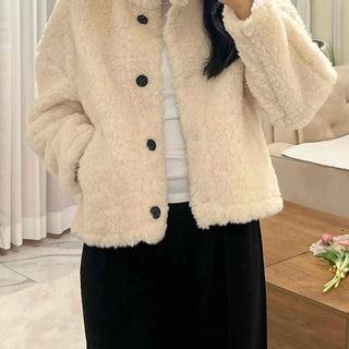 Soft Fleece Stand Collar Shearling Jacket