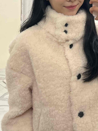 Soft Fleece Stand Collar Shearling Jacket