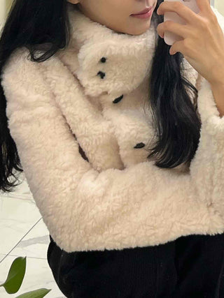 Soft Fleece Stand Collar Shearling Jacket
