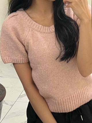 Soft Puff Shoulder Crop Knit