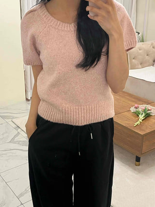 Soft Puff Shoulder Crop Knit