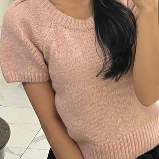 Soft Puff Shoulder Crop Knit