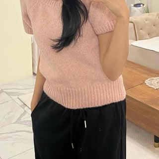 Soft Puff Shoulder Crop Knit