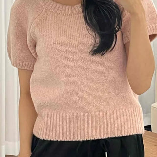 Soft Puff Shoulder Crop Knit