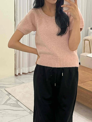 Soft Puff Shoulder Crop Knit