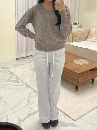 Cozy Drawstring Semi Bootcut Training Pants