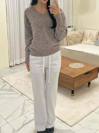 Cozy Drawstring Semi Bootcut Training Pants