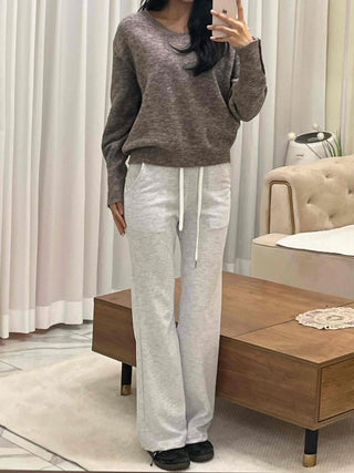 Cozy Drawstring Semi Bootcut Training Pants