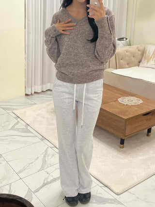 Cozy Drawstring Semi Bootcut Training Pants