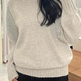 Minimal Simple Puff Sleeve Round Neck Knit