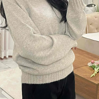 Minimal Simple Puff Sleeve Round Neck Knit