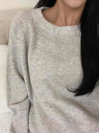 Minimal Simple Puff Sleeve Round Neck Knit