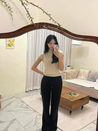 Soft Loose Fit Half Neck Cap Sleeve Knit