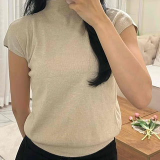 Soft Loose Fit Half Neck Cap Sleeve Knit