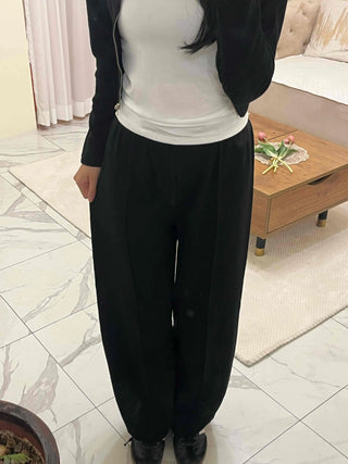 High-neck Ribbed Slim Knit Zip-up Set