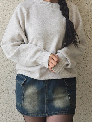 Slim Fit Washed Stitch Detail Denim Mini Skirt