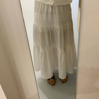 Labé Lace Tiered Elastic Maxi Long Skirt