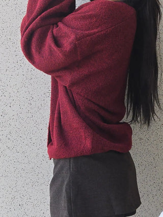 Oversized Button Cropped Loose Knit Cardigan