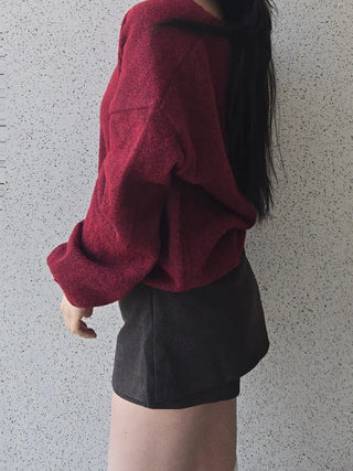 Oversized Button Cropped Loose Knit Cardigan