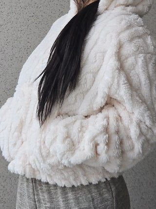 3D Cubic Dimensional Padded Crop Zip-Up Hoodie