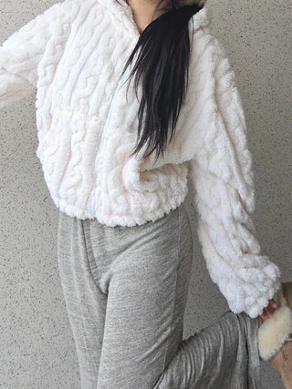 3D Cubic Dimensional Padded Crop Zip-Up Hoodie