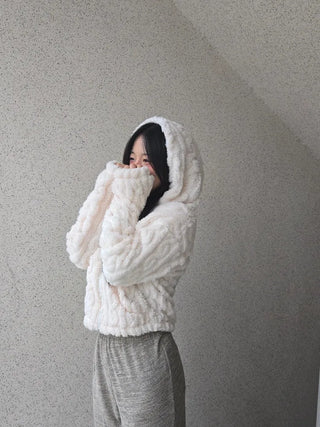 3D Cubic Dimensional Padded Crop Zip-Up Hoodie