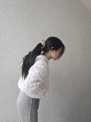 3D Cubic Dimensional Padded Crop Zip-Up Hoodie