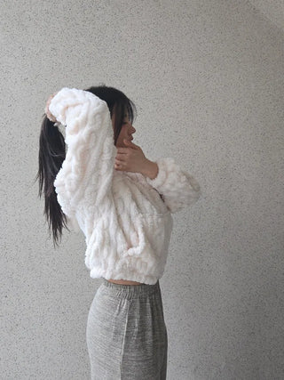 3D Cubic Dimensional Padded Crop Zip-Up Hoodie