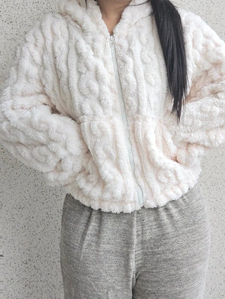 3D Cubic Dimensional Padded Crop Zip-Up Hoodie