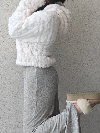 3D Cubic Dimensional Padded Crop Zip-Up Hoodie