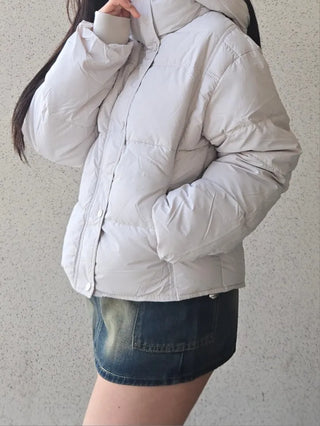 Puppy Hood Balloon Fit Crop Short Padded Jacket