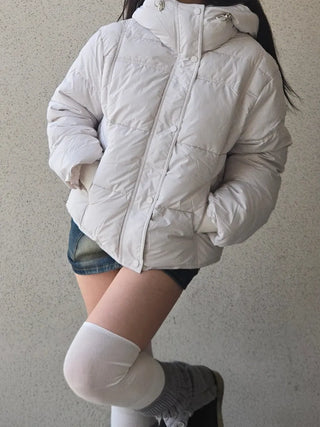 Puppy Hood Balloon Fit Crop Short Padded Jacket