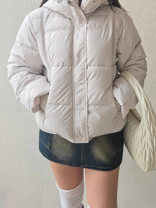 Puppy Hood Balloon Fit Crop Short Padded Jacket