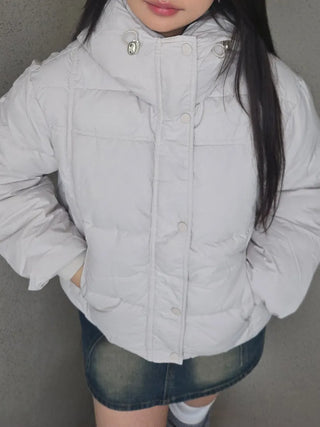 Puppy Hood Balloon Fit Crop Short Padded Jacket