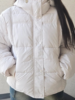Puppy Hood Balloon Fit Crop Short Padded Jacket