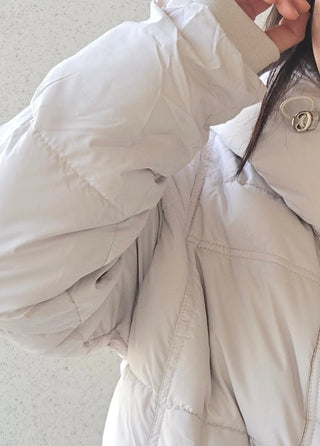 Puppy Hood Balloon Fit Crop Short Padded Jacket
