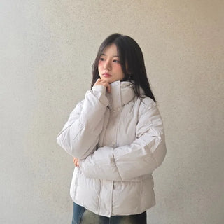 Puppy Hood Balloon Fit Crop Short Padded Jacket