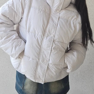 Puppy Hood Balloon Fit Crop Short Padded Jacket