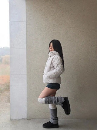 Puppy Hood Balloon Fit Crop Short Padded Jacket
