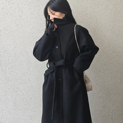 Dittachi Shoulder Belted High-Neck Single Coat