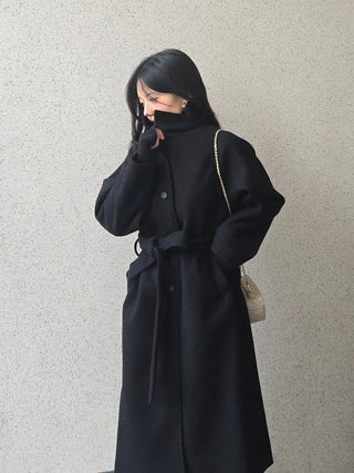 Dittachi Shoulder Belted High-Neck Single Coat