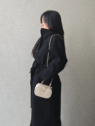 Dittachi Shoulder Belted High-Neck Single Coat
